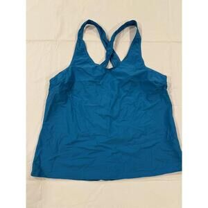 Holipick Tankini Swim Top Womens Medium Blue Cross Back Shelf Bra Swimwear